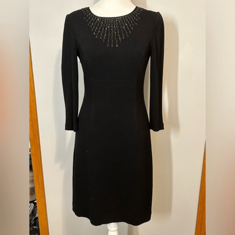 Trina Turk jewel embellished little black dress size 0